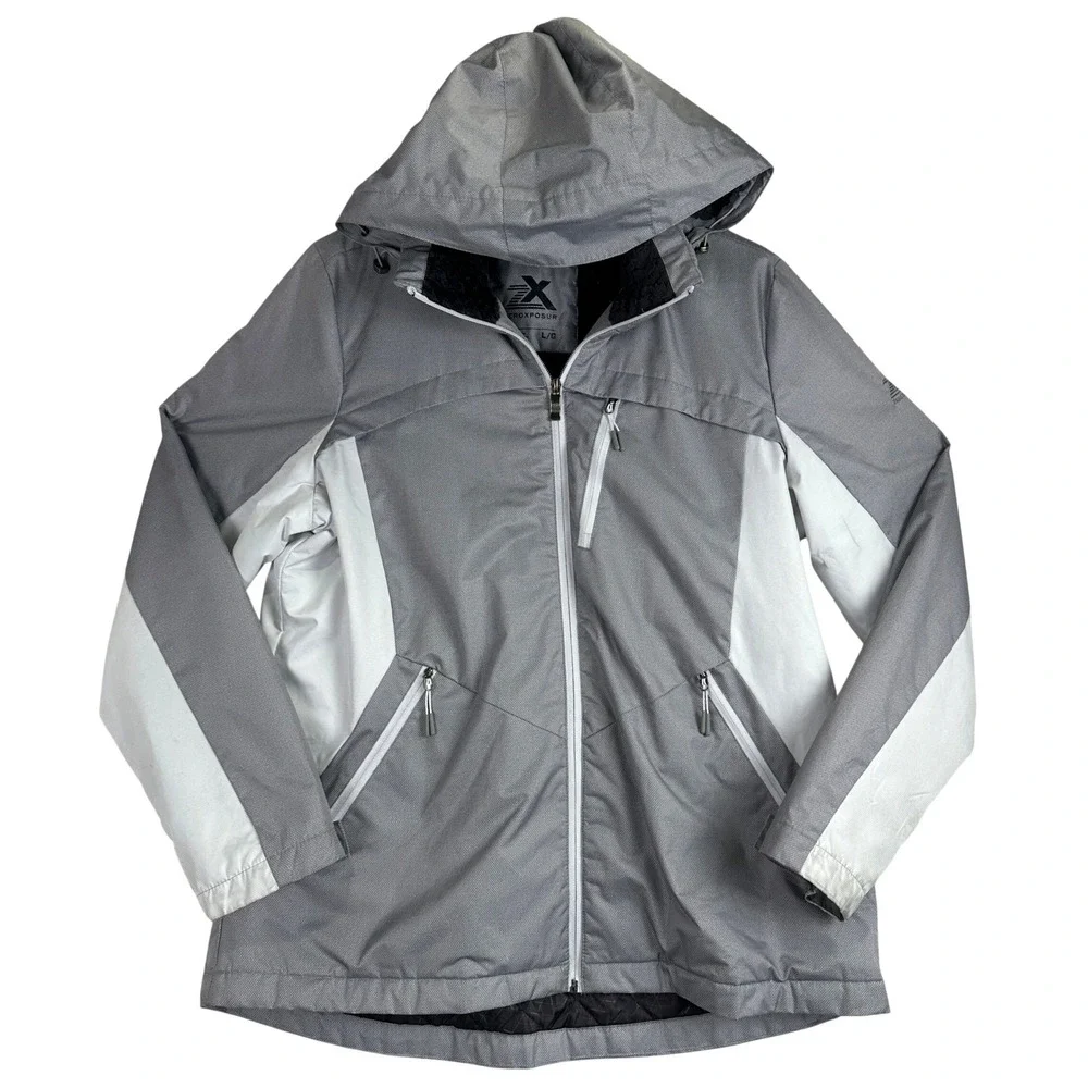 ZeroXposur Hooded Jacket Mens L Grey White Gorpcore Winter Techwear V92230